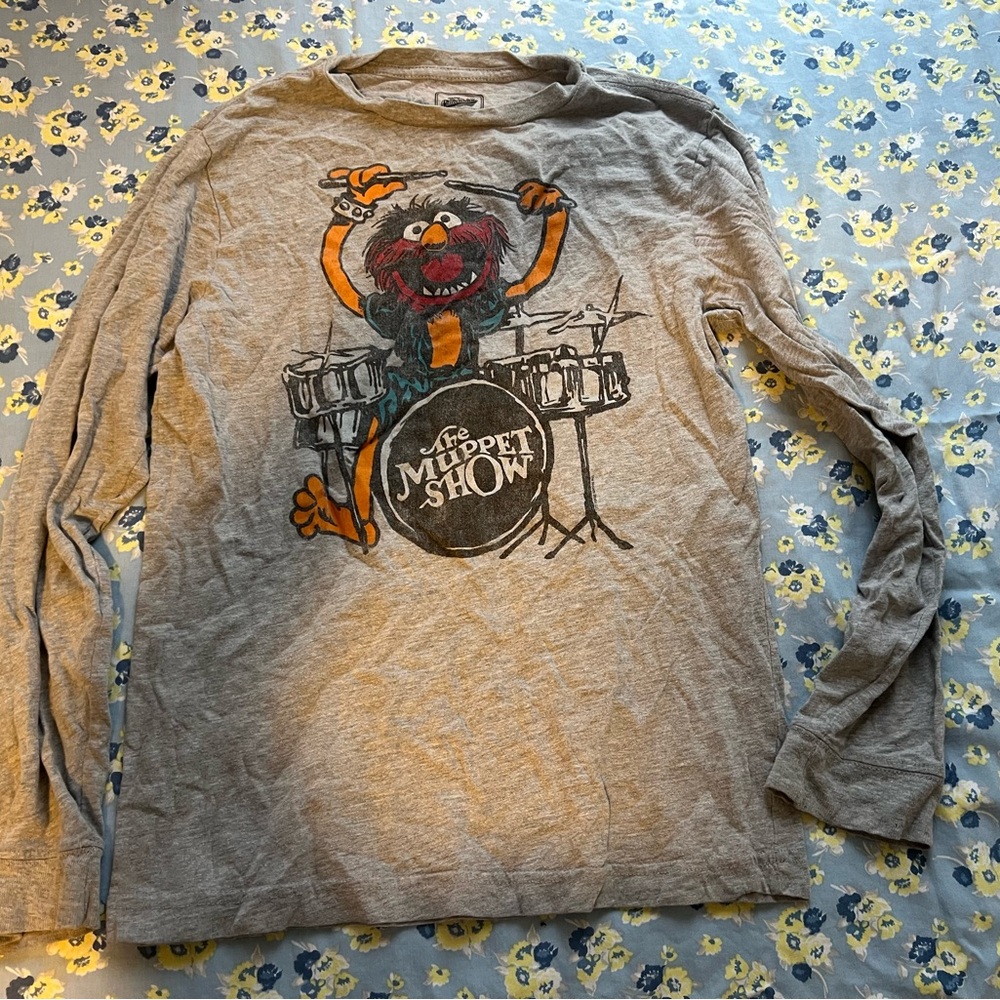 Muppet Show Boys Animal Long Sleeve Shirt Gray Cotton Jim Henson